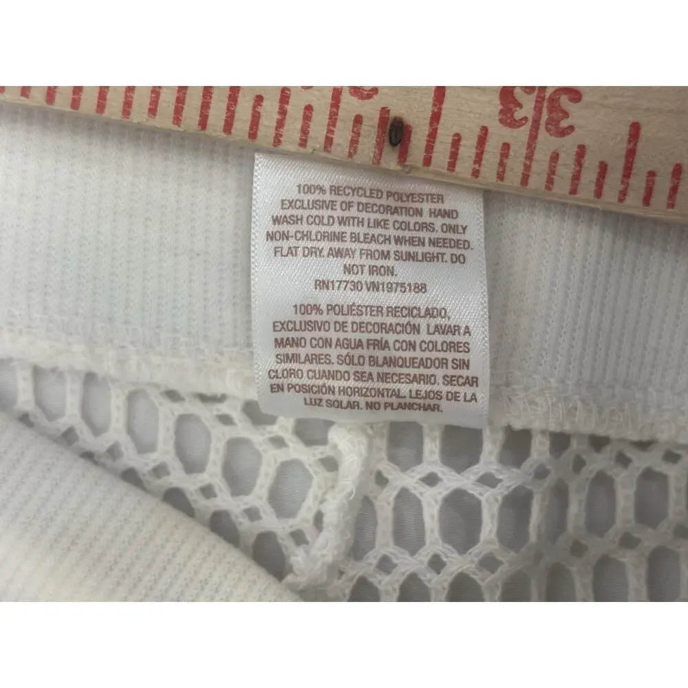 SHADE & SHORE Ivory Sheer Crochet Drawstring Cover-Up Flared Pants Size L